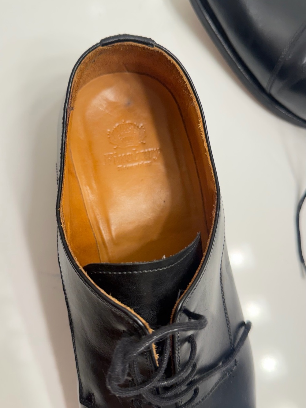 Finsbury Italy shoe Classic Black Leather Cap-Toe Derby Shoes - Men's - Picture 8 of 13